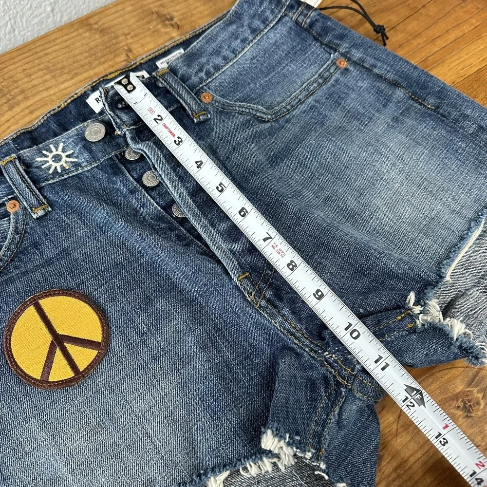 RE/DONE Levi's x Ford Jean Shorts 26 Patches Indigo Reconstructed Retail‎ $350
